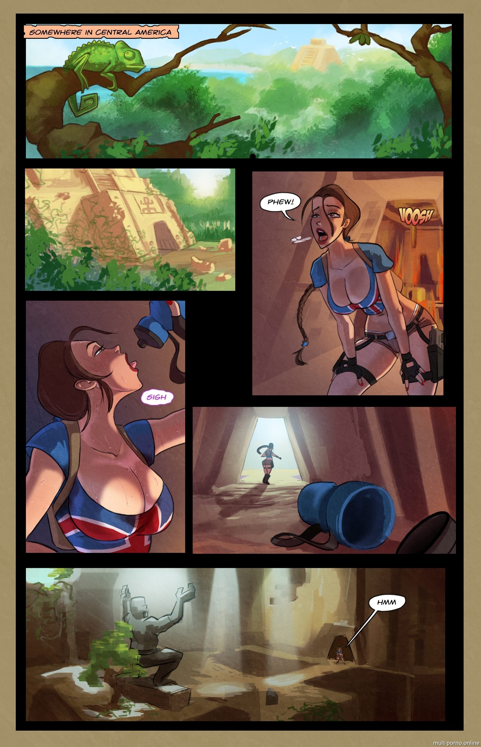 Los monstruos de una cueva se follan a Lara Croft por el ano (Parte 1) (+cómics porno)