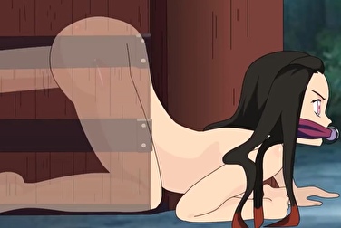 Se folló a Nezuko en el bosque y no tuvo tiempo de retirarse - ahora el semen está en ella