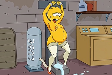 Lisa Simpson preñada al instante por una máquina sexual